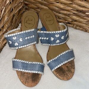 Jack Rogers Blue and White Wedges